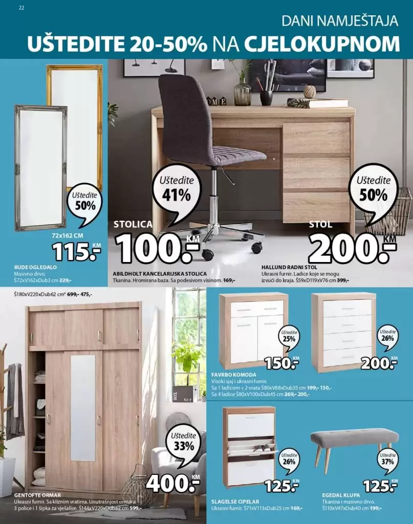 Jysk akcijski katalog. letak. snizeno. snizenje. popust. usteda. usteda novca.