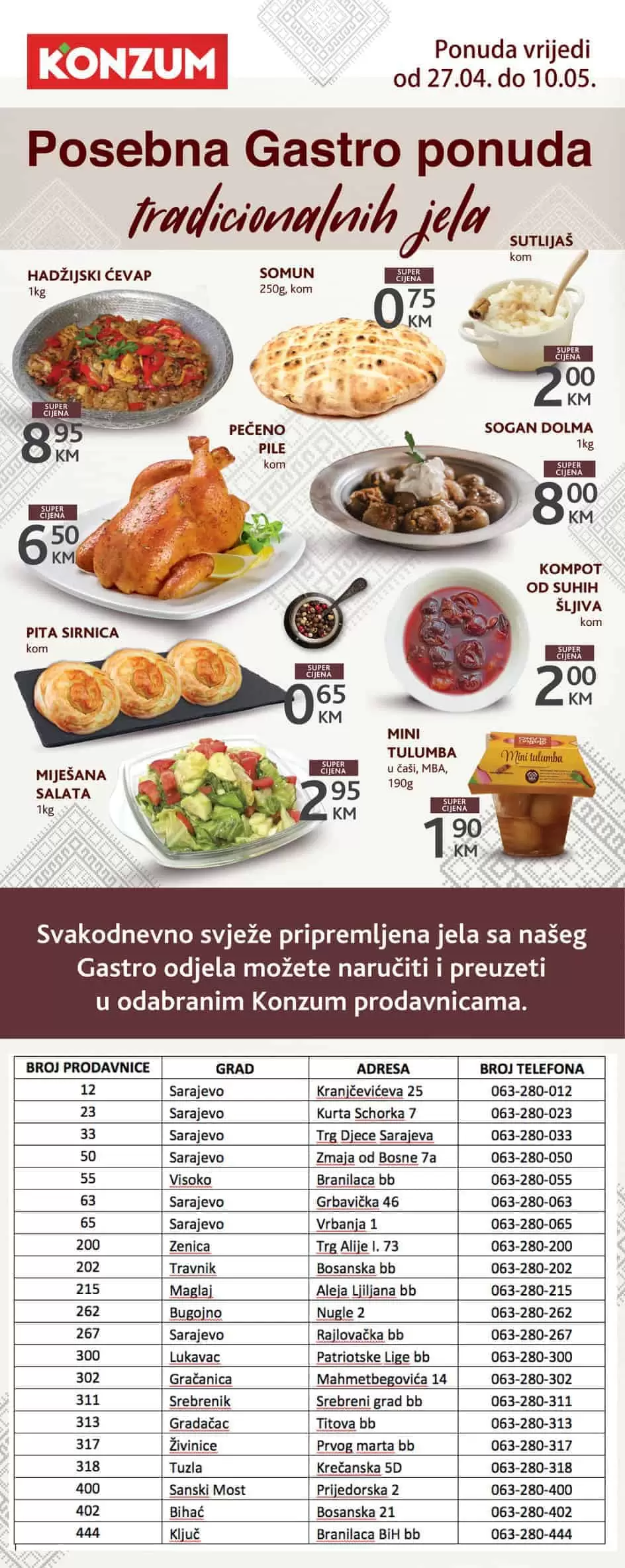 gastro odjel konzum. snizenje. akcija. popust, katalog.