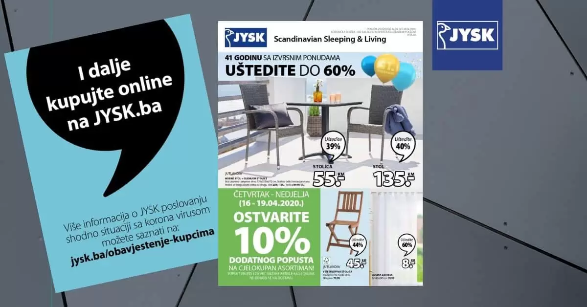 JYSK akcijski katalog. snizenje. popust. akcija. popusti. online kupovina. covid 19. korona virus.