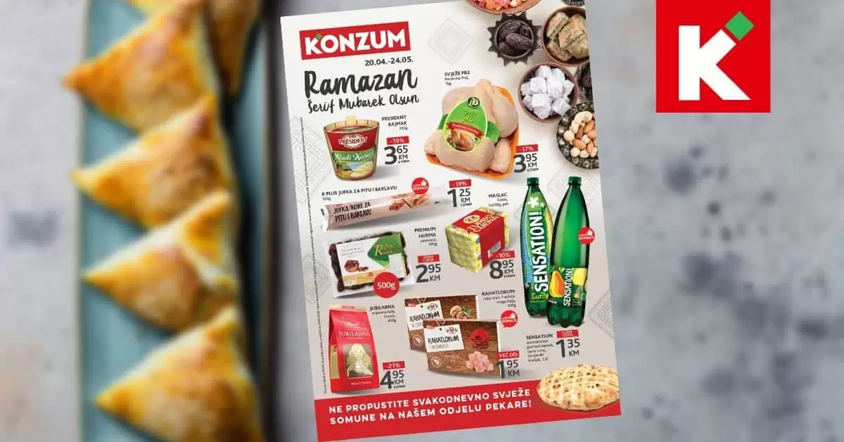 Konzum akcijski katalog. korona virus. snizenje. akcija. popusti. snizeno. ramazan.