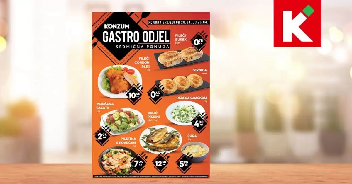 gastro ponuda u Konzumu. super akcija. snizenje. popust. katalog.