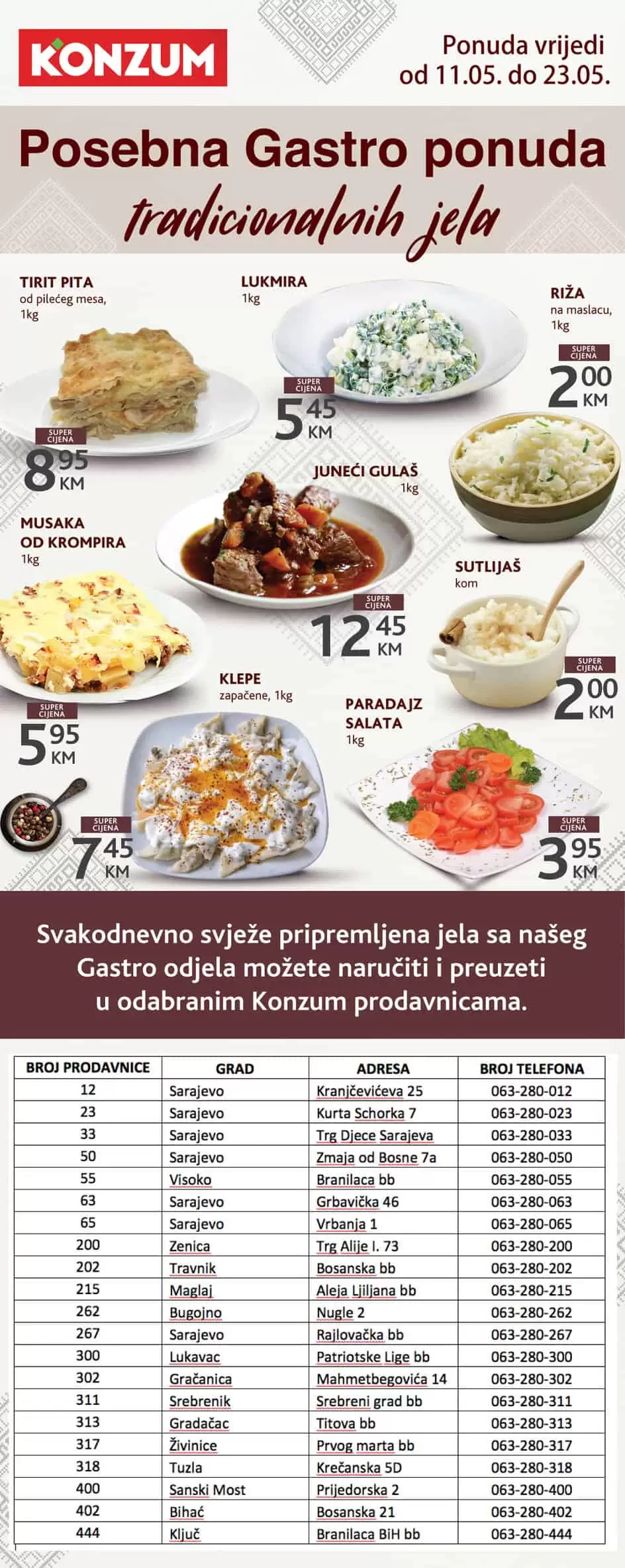 Konzum gastro ponuda. snizenje. akcija. popust. 
