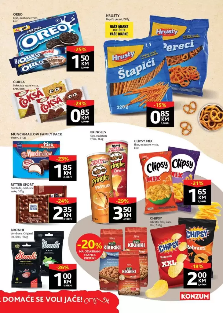 konzum katalog. konzum akcije. snizenje. snizeno. popust.  grickalice.l chipsy