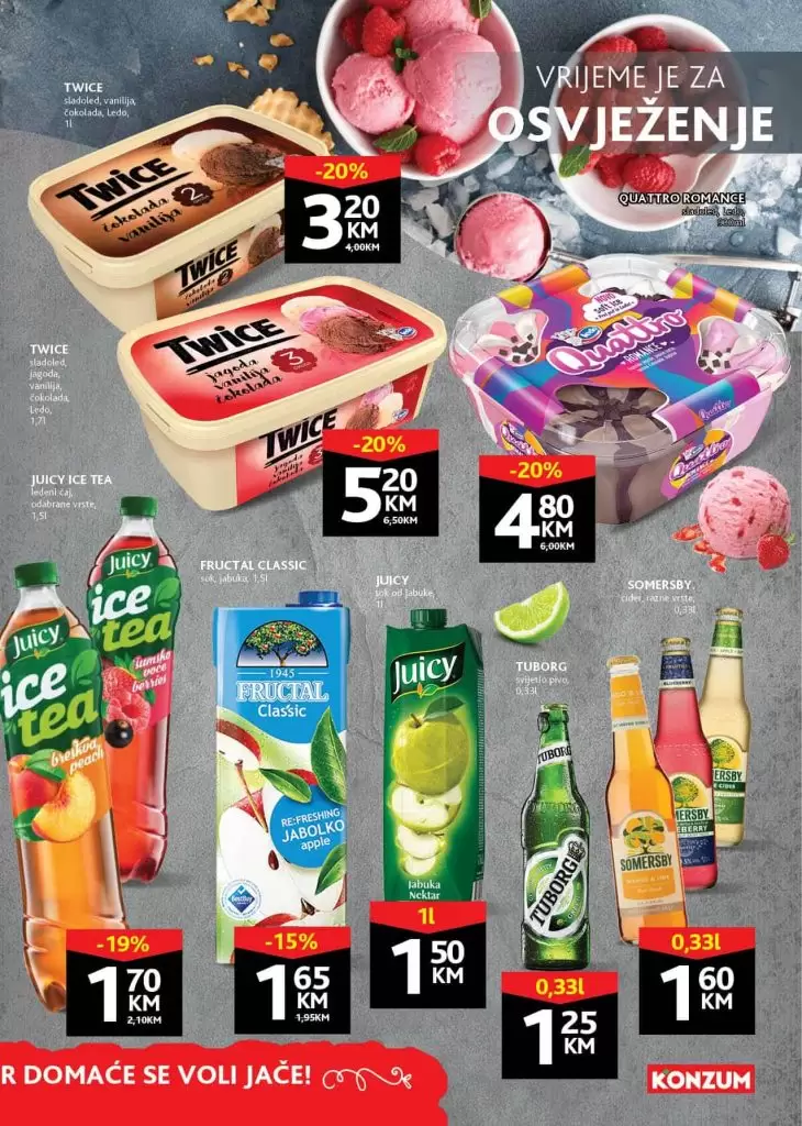 konzum katalog. konzum akcije. snizenje. snizeno. popust.  sladoled