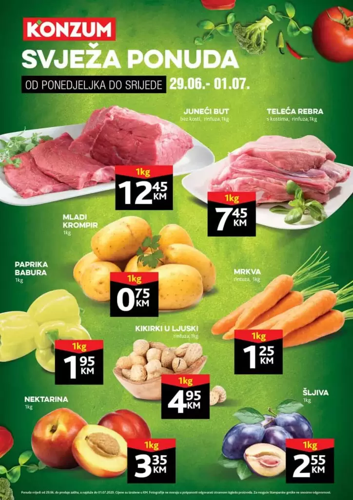 konzum snizenje voce i povrce. konzum svjeza ponuda.