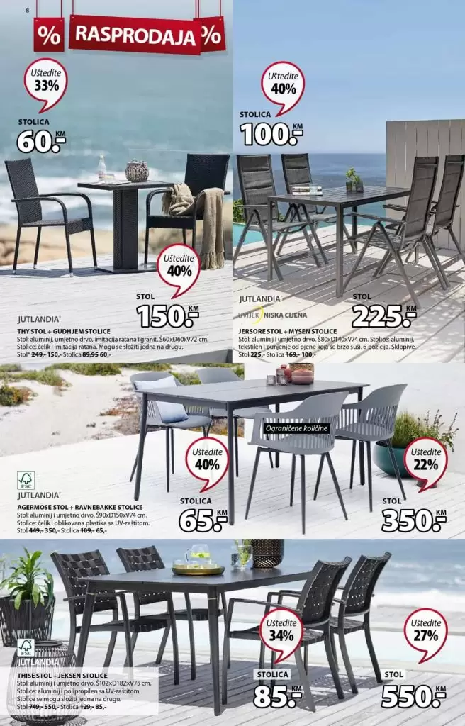 jysk super akcija. snizenje u jysku. rasprodaja jysk. stol stolice