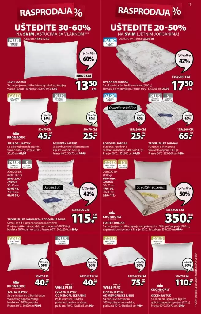 jysk katalog. jysk snizenje. jysk raspodaja. jastuk, jorgan