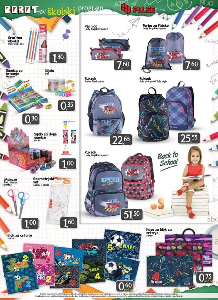 robot akcijski katalog. snizenje skolskog pribora.