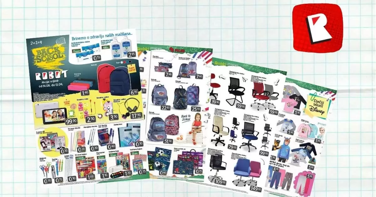 robot akcijski katalog. snizenje skolskog pribora.