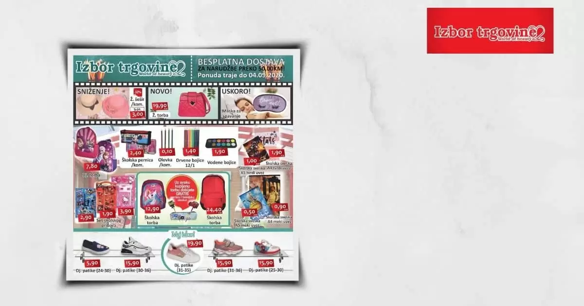 izbor trgovine katalog. izbor trgovine letak. izbor trgovine ruksak. sve za skolu.