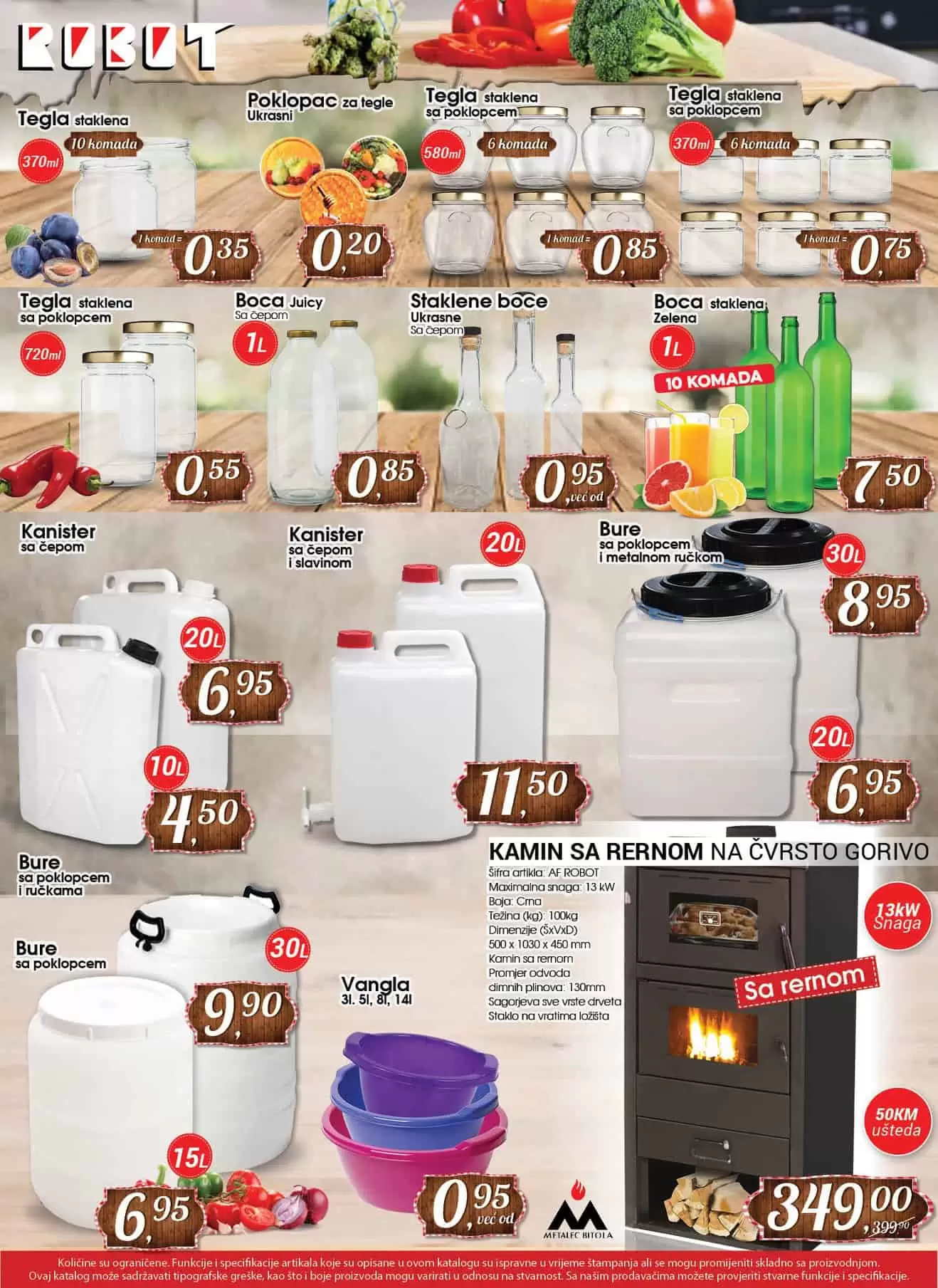robot akcijski katalog. robot kataloska akcija. robot katalog. robot zimnica. kanister. bure. rerna. poklopac. cep za flasu. tegla