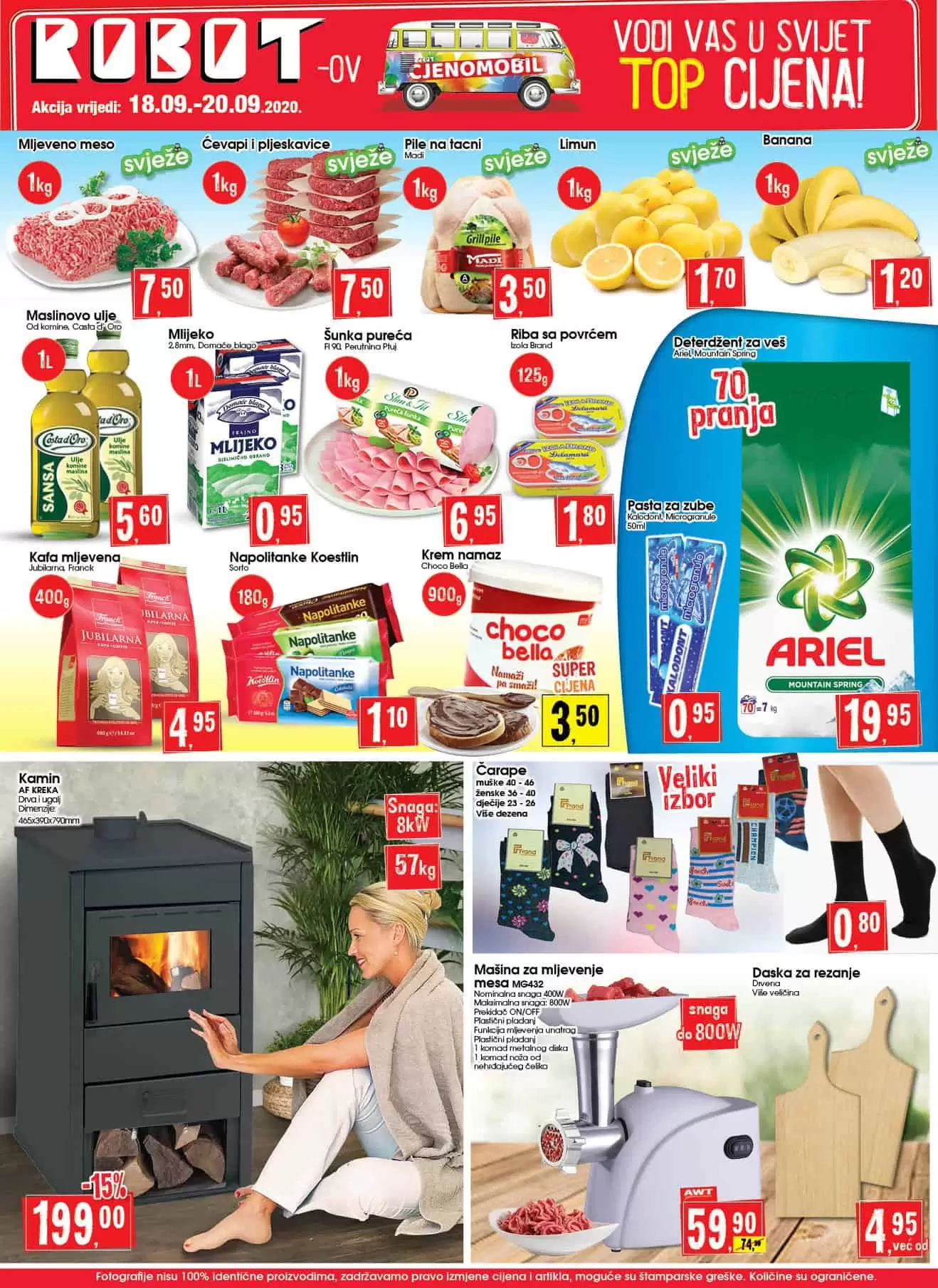 robot vikend akcija. robot akcija. robot cijene. daska za rezanje. kamin na drva. kamin. gdje kupiti kamin. carape na snizenjz. tople zimske carape