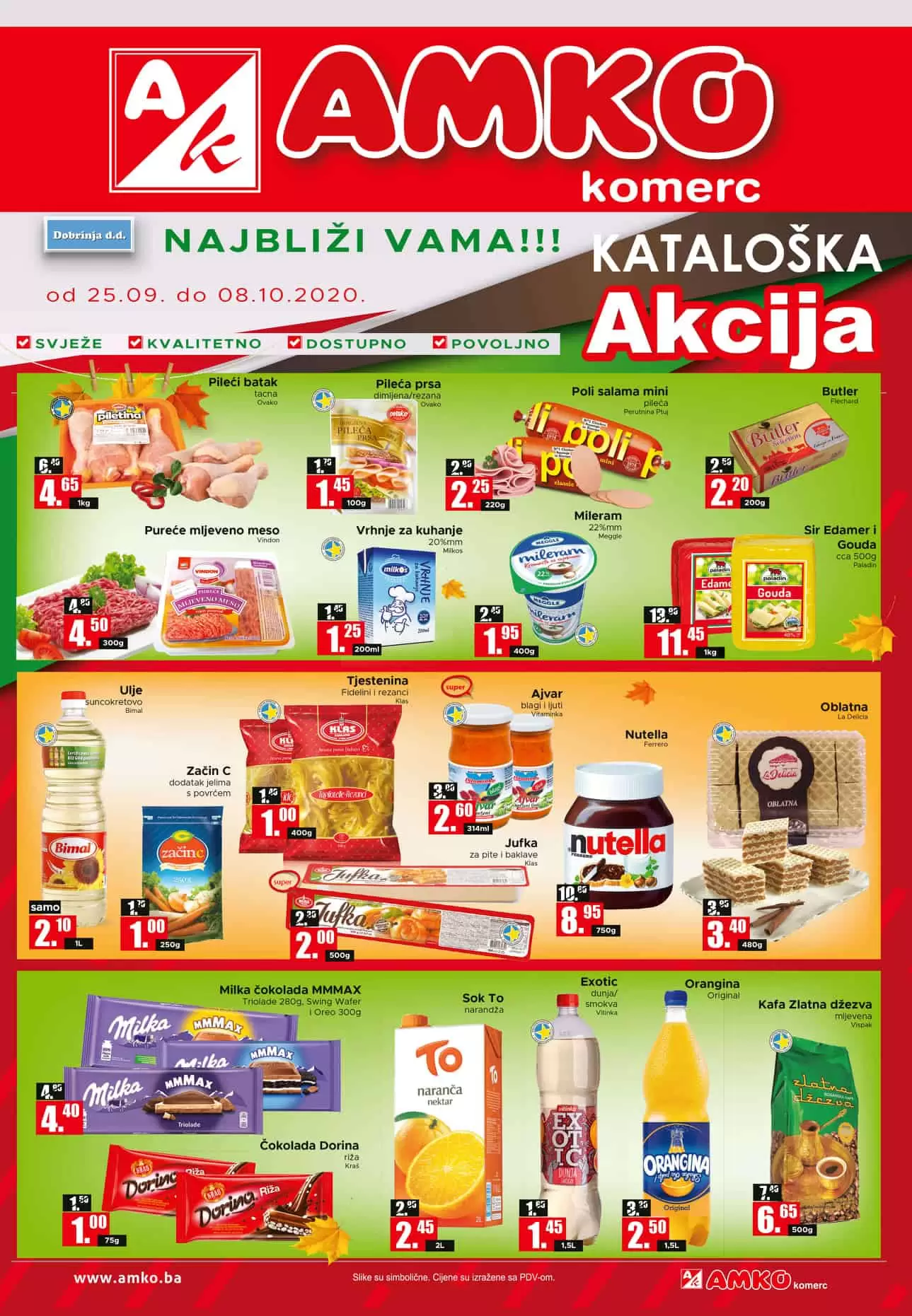 amko komerc. amrko snizenje. amko akcija. milka cokolada. tjestinaina. sok. kafa