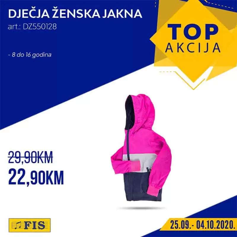 top akcija fis. fis akcija. fis katalog. fis snizenje. fis popust.  jakna za djevojcice. djecija zenska jakna
