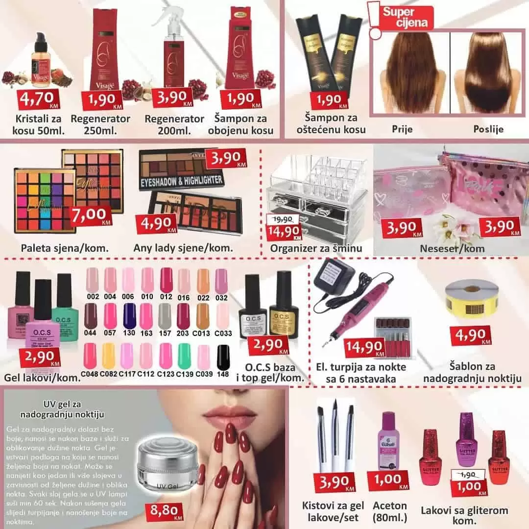 izbor trgovine katalog. izbor trgovine snizenje.  sminka. dekorativna kozmetika. karmin,. lak za nokre. uv lampa.