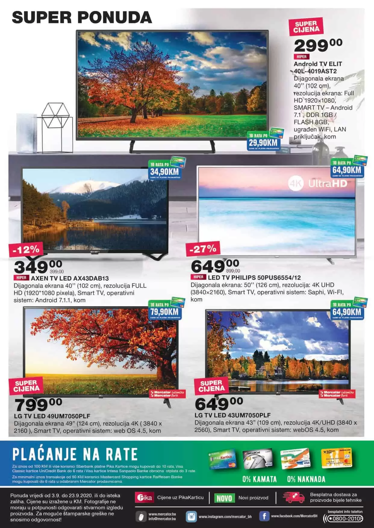 mercator katalog. mercator lozionicka. mercator sezonska raspodaja. televizori. led tv. 