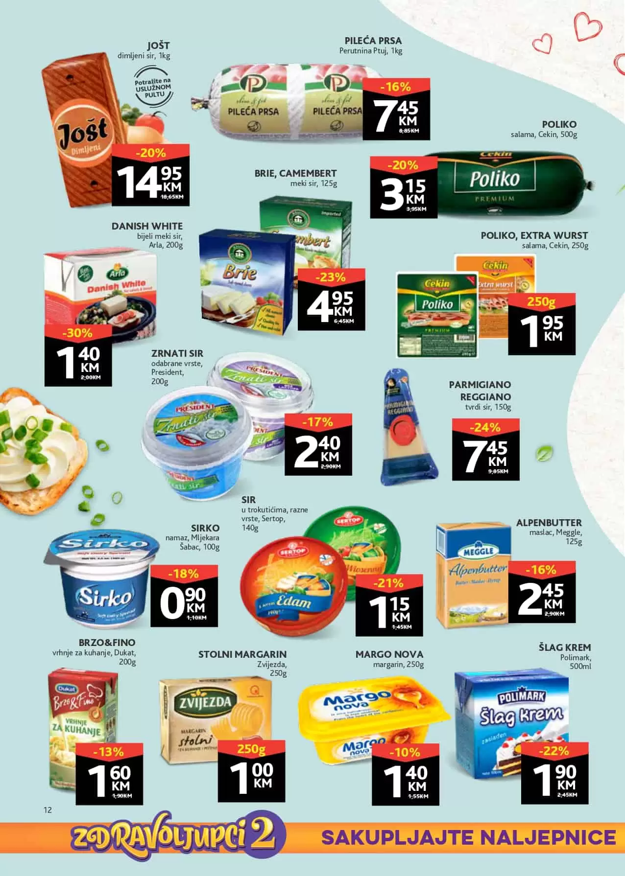zdravoljupci. Konzum katalog. konzum snizenje.  topljeni sirevi. feta sir. zdenka sir. 