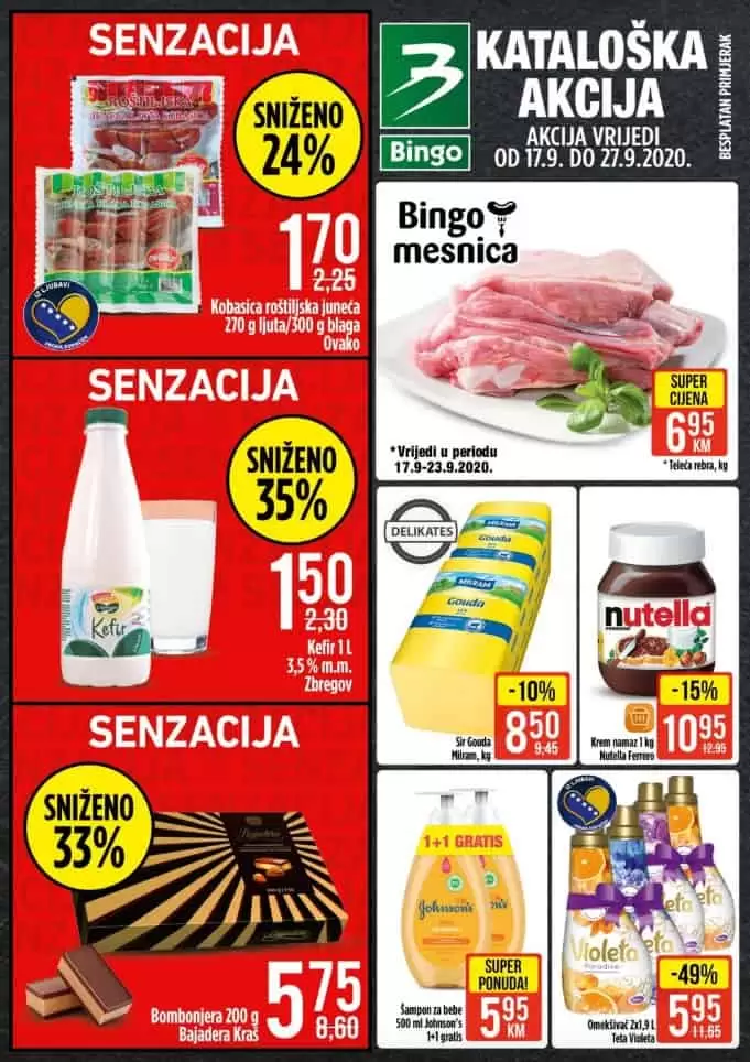 bingo katalog. bingo akcija. bingo popust. jogurt. nutella.