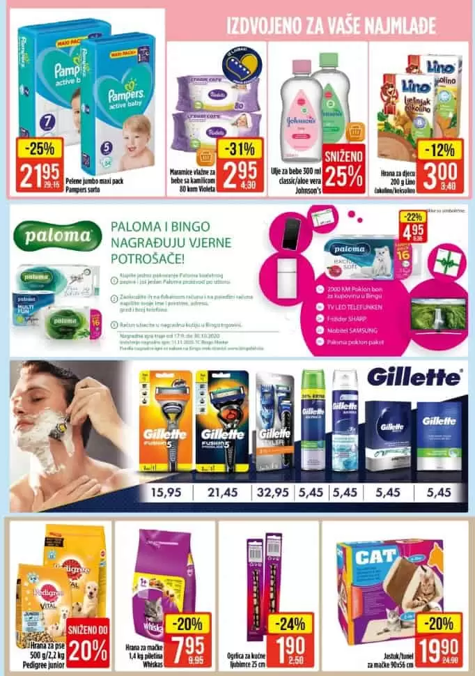 bingo katalog. bingo akcija. bingo popust. gillette nagradna ihra. pampers pelene. koje su najbolje pelene za bebe
