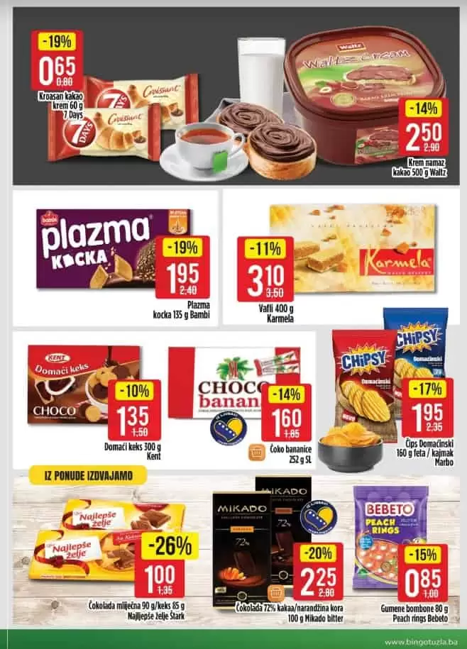 bingo akcijski katalog. snizenje. popust. akcija. snizeno.  plazma keks. plazma kocka. 7 days. chipsy 