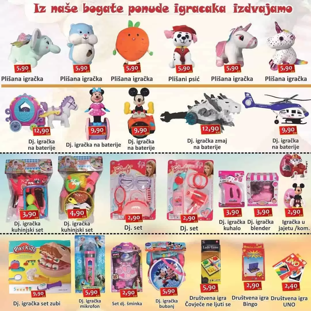 izbor trgovine letak. snizenje. akcija. popust.  igracke. patrolne sape medo. igracke helikopter. 