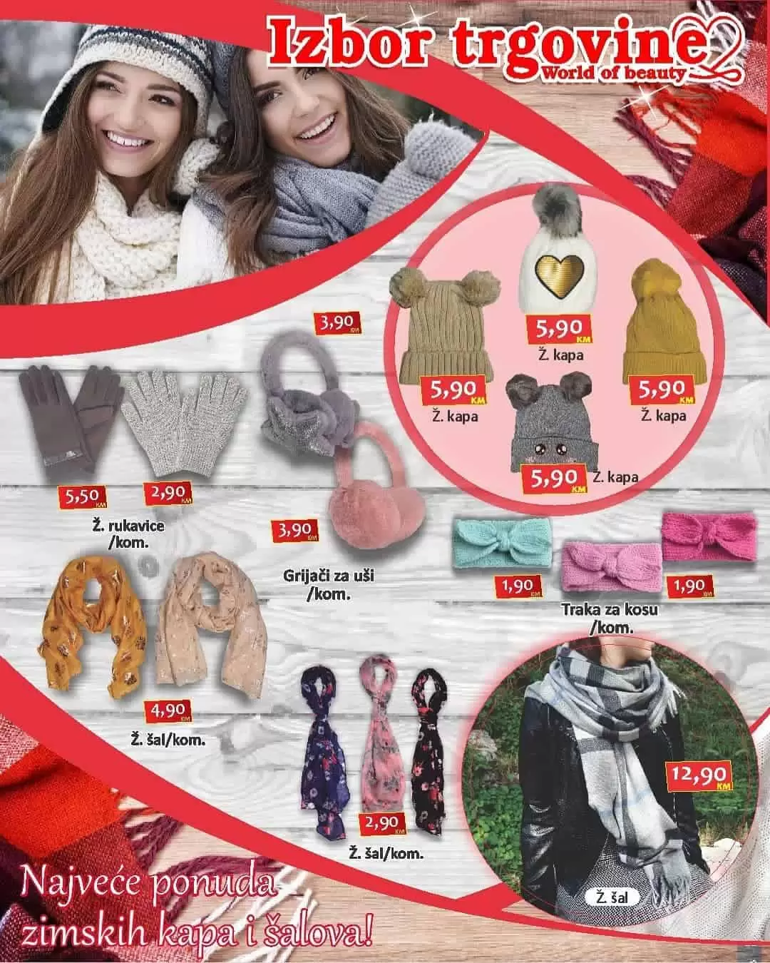 izbor trgovine akcijski katalog. snizenje. akcija. popust.  sak. kapa. rukavice. sve. za zimu. 