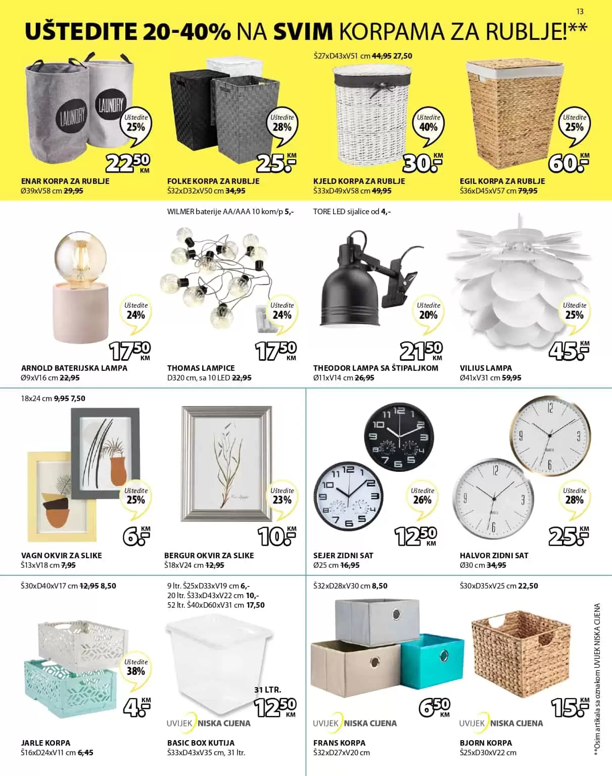 sat. ogledalo. korpa za ves.