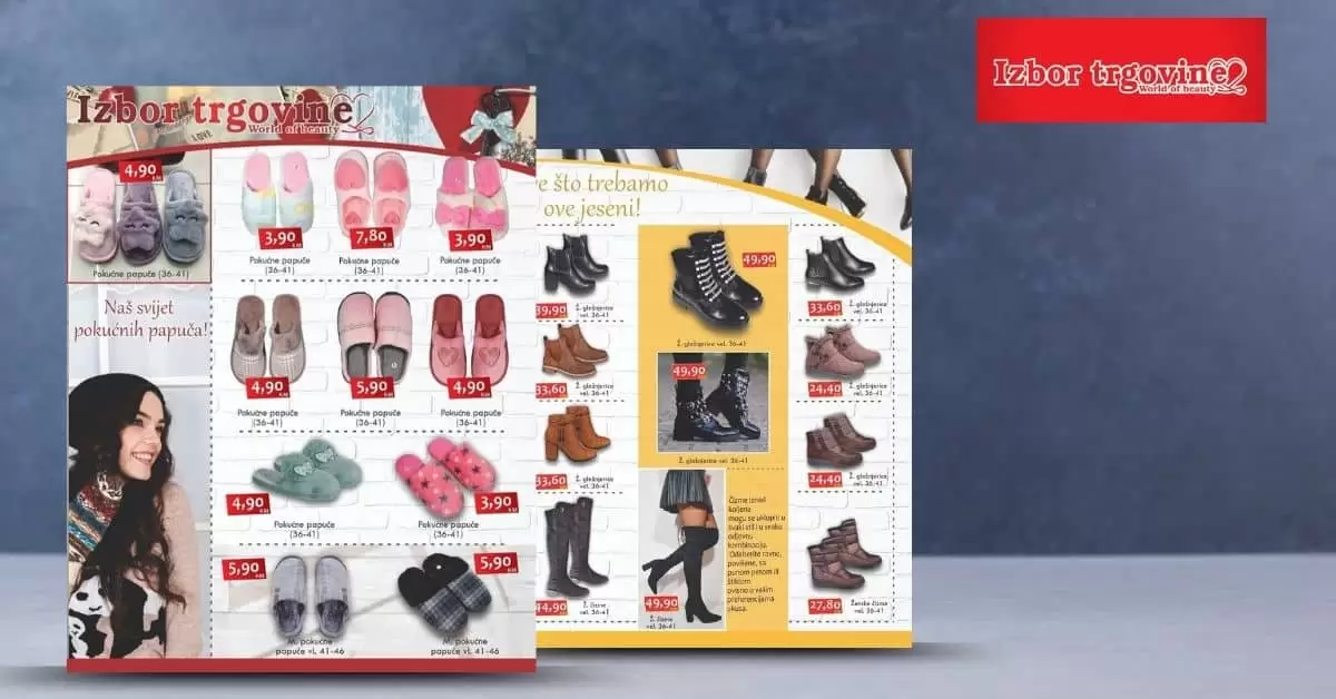 izbor trgovine akcijski katalog. snizenje. akcija. popust. papuce. pokucnice.