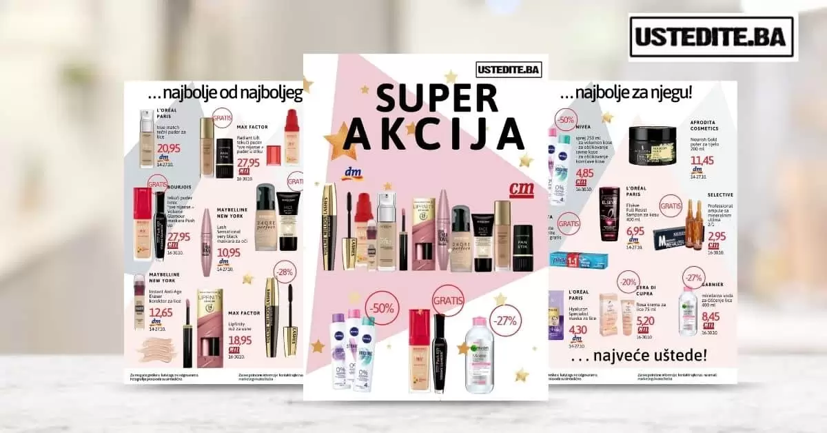 super akcija dm. super akcija cm. snizenje akcija popusti. make up.