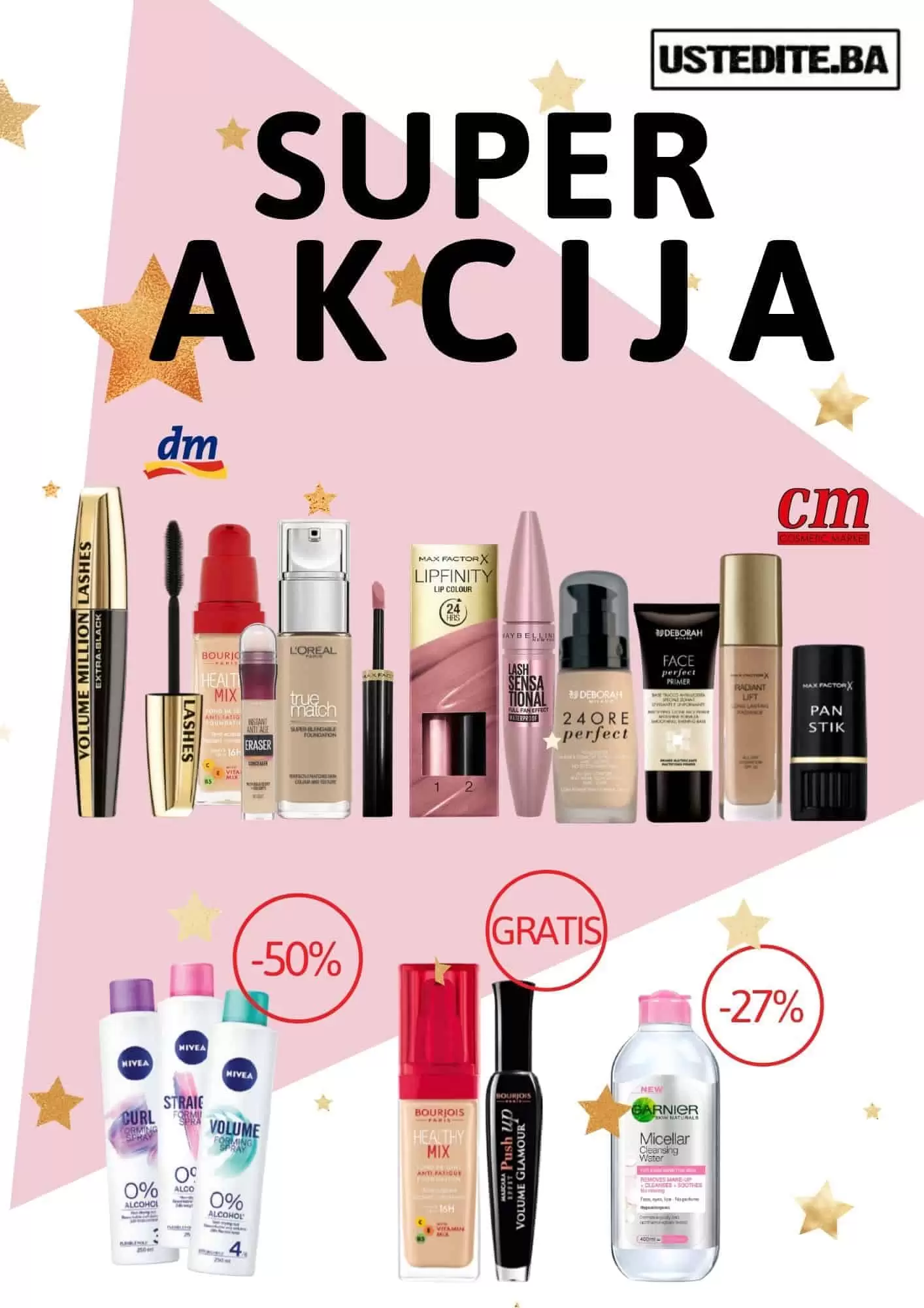 super akcija dm. super akcija cm. snizenje akcija popusti. make up.