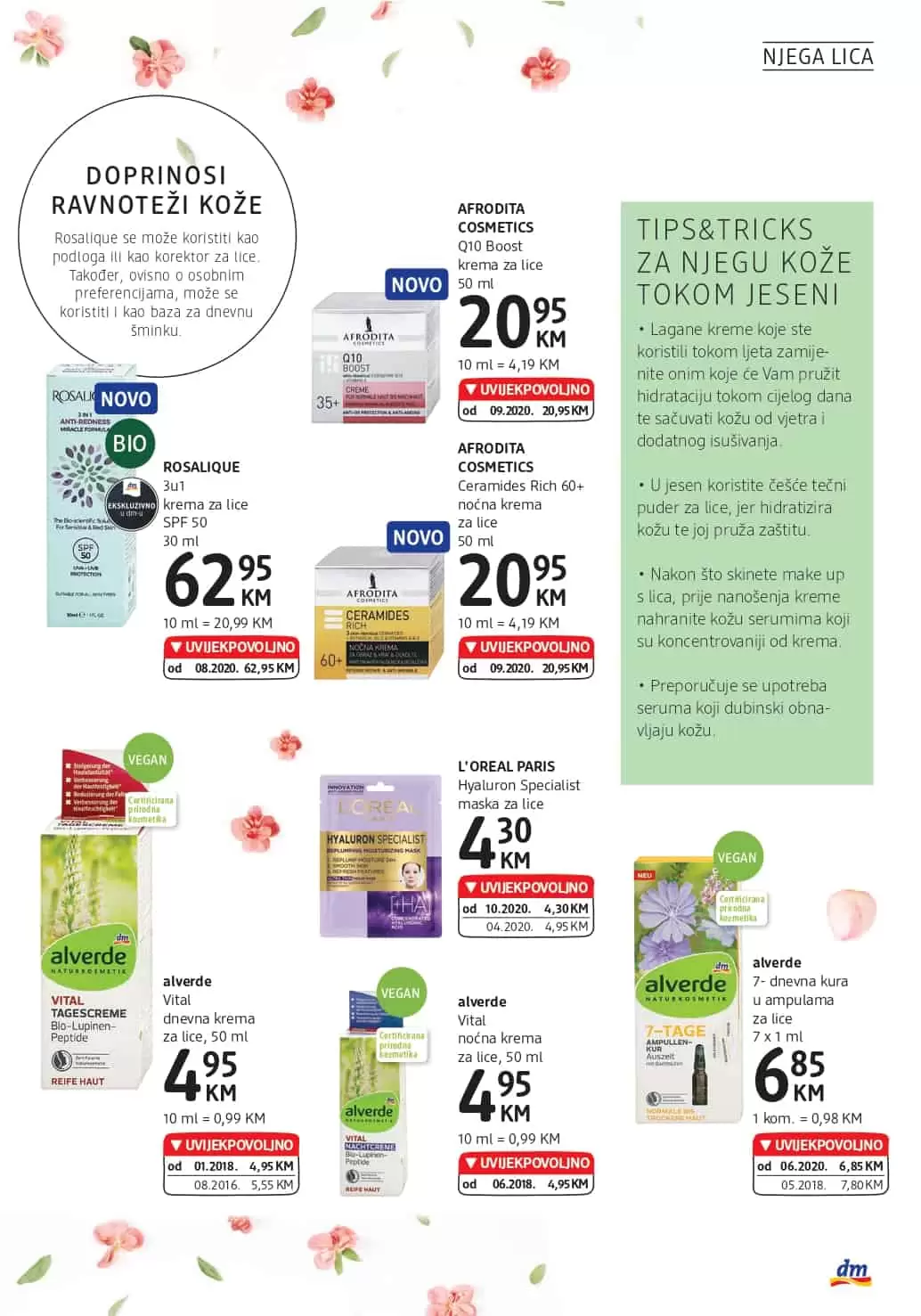 dm katalog. dm snizenje. dm akcija. dm popust. njega lica. koju kremu za lcie izabrati