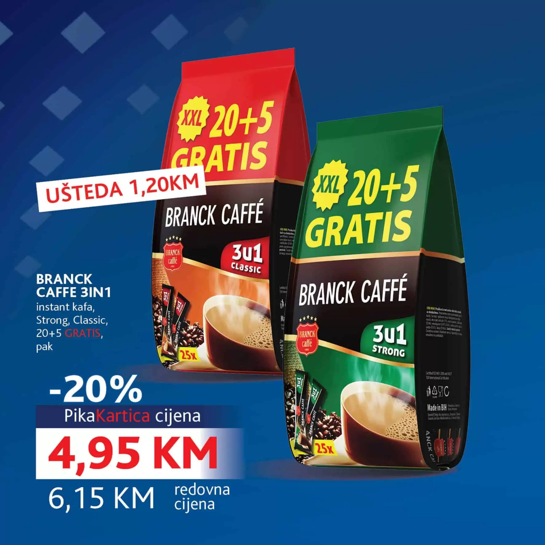 konzum pika kartica. ustedite sa pikom.  kafa instant. 3u1 kafa.
