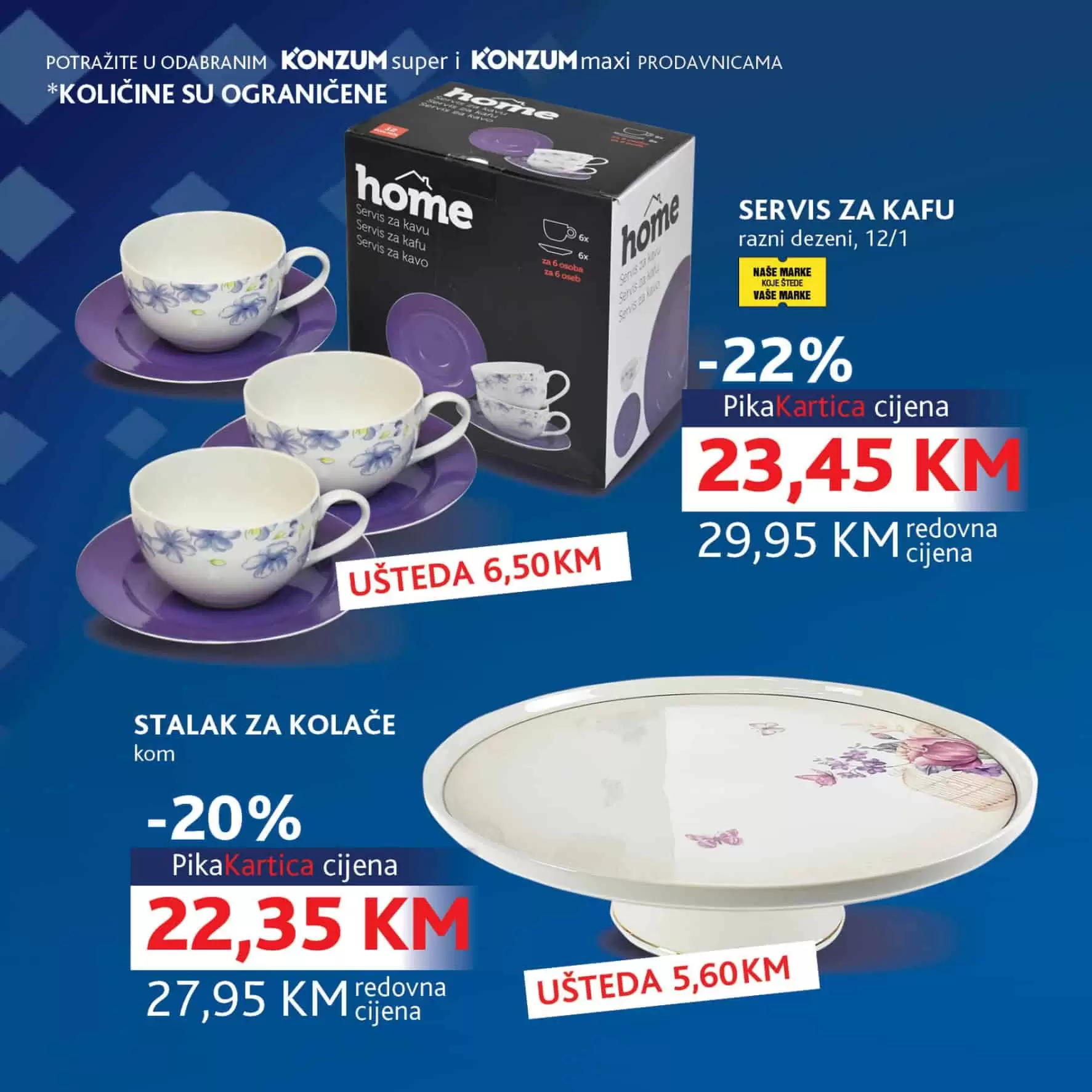 konzum pika kartica. ustedite sa pikom.  soljice za kafu. soljice za caj. 