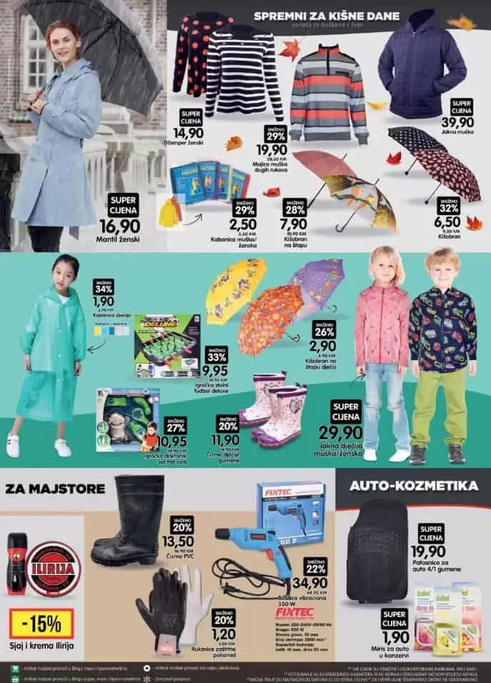 bingo akcijski katalog. snizenje. popust. akcija. snizeno.  kisobra. kabanica za curice. kabanica za djecu. kabanica za odrasle. kisobran. gumene cizme. 