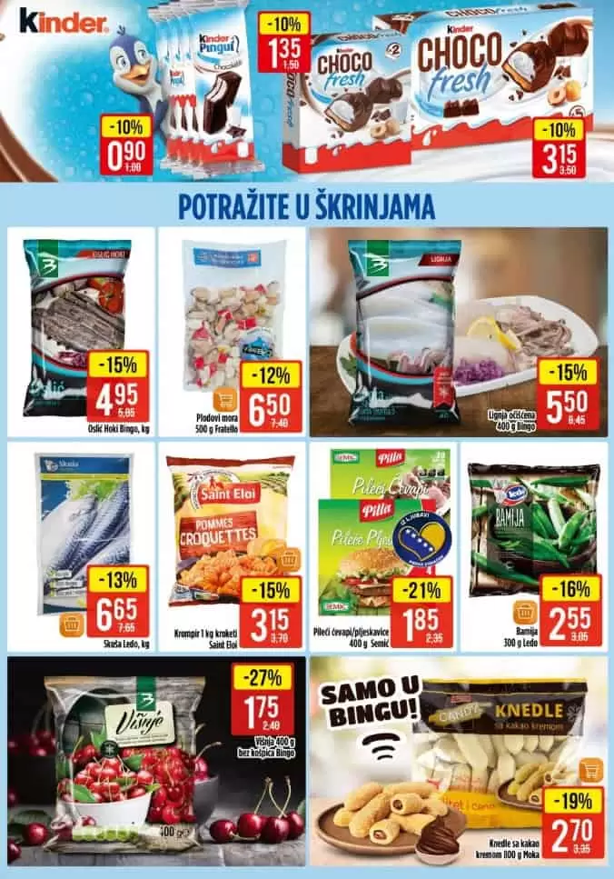 bingo senzacija. bingo snizenje. bingo akcija. bingo popust.  riba. smrznuta riba- gdje kupiti svjezu ribu. 