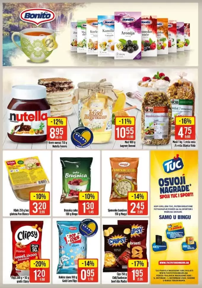 bingo senzacija. bingo snizenje. bingo akcija. bingo popust.  nutella na snizenju. gozdjice. 