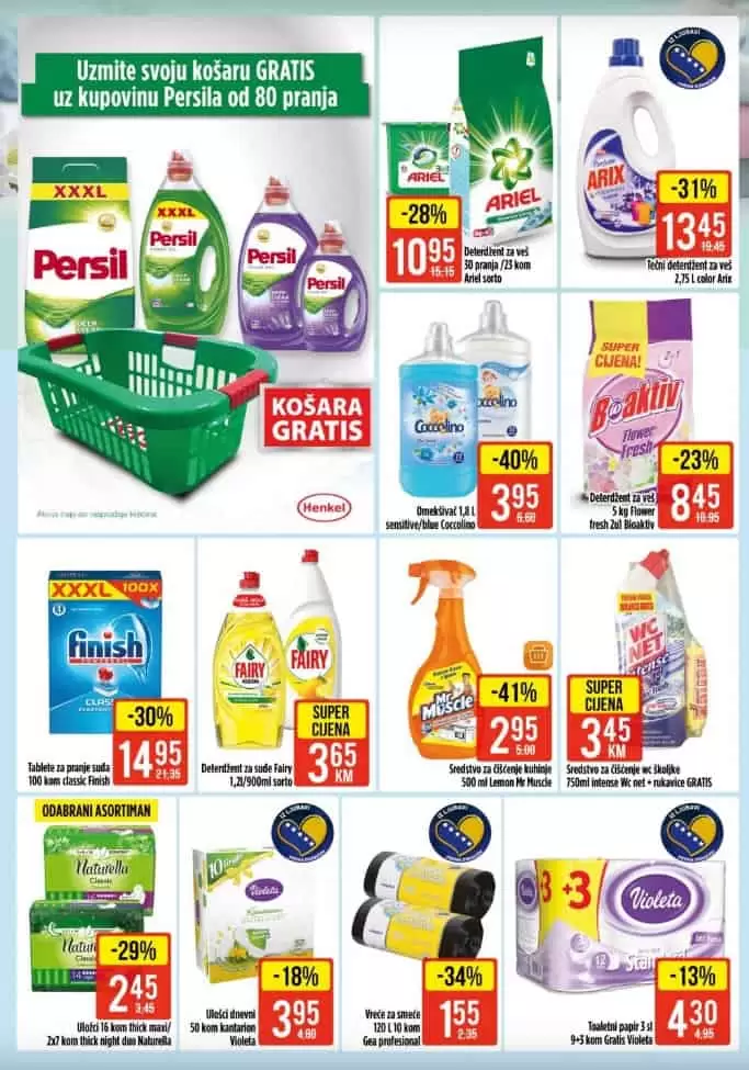 bingo senzacija. bingo snizenje. bingo akcija. bingo popust.  persil super akcija. korpa gratis. 