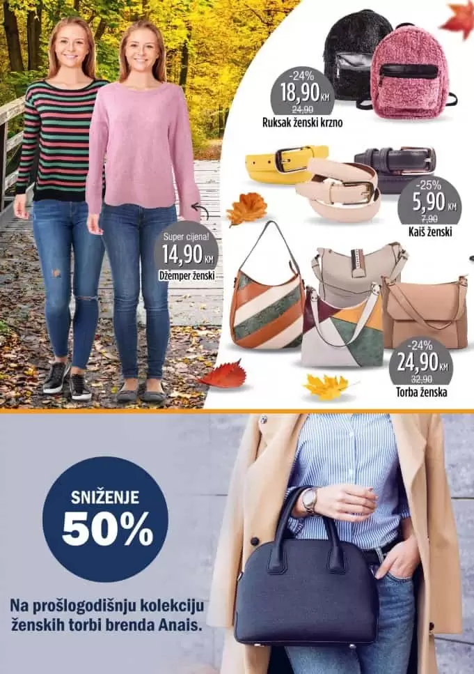 bingo super ponuda odjece.  pripremite se za jesen. torba. kaput. 