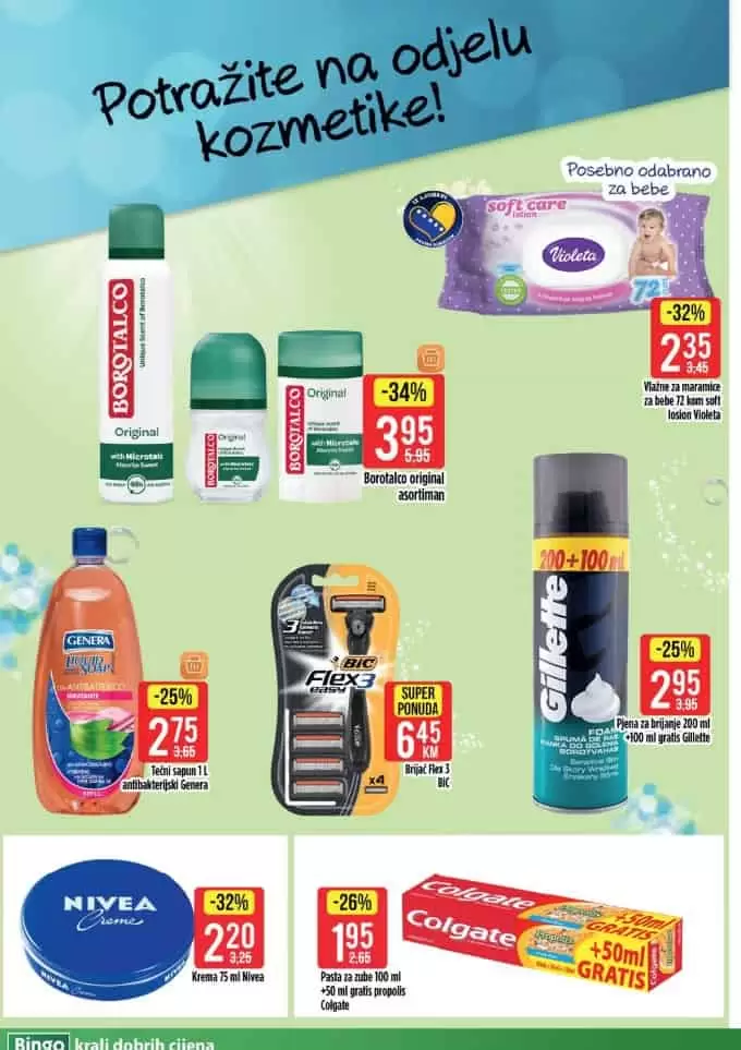 bingo vikend akcija. bingo snizenje. bingo akcija. bingo popust. borotalko. gillette. violeta vlazne maramice.