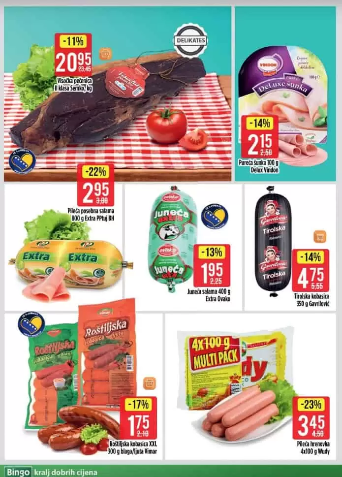 bingo akcijski katalog. snizenje. popust. akcija. snizeno.  mesne preradjevine. salama. svjeze voce., povrce. 