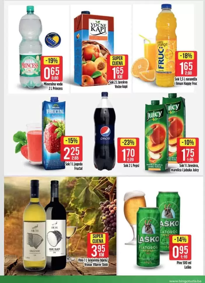 bingo akcijski katalog. snizenje. popust. akcija. snizeno.  sok. 