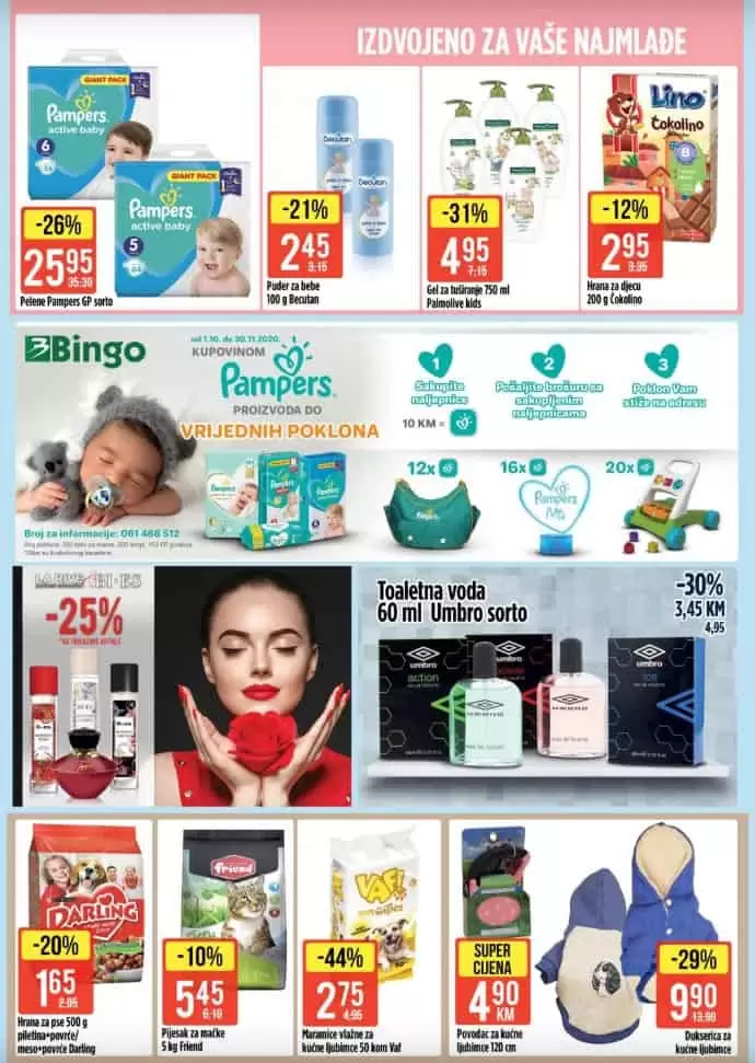 bingo akcijski katalog. snizenje. popust. akcija. snizeno.  gdje su pelene snizene. pampers pelene. najbolje pelene za bebe. 