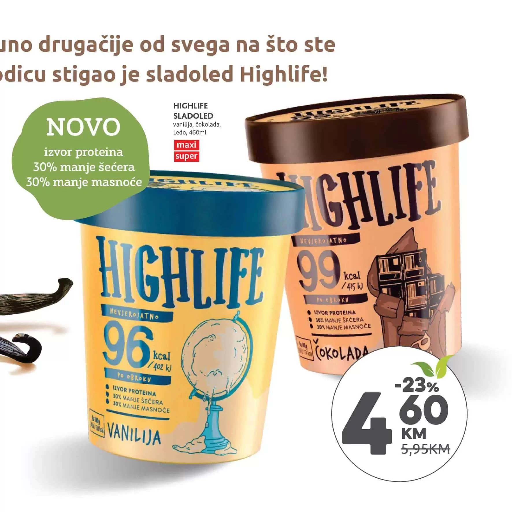 sladoled. zdravi sladoled. novo u ponudi u konzumu. 