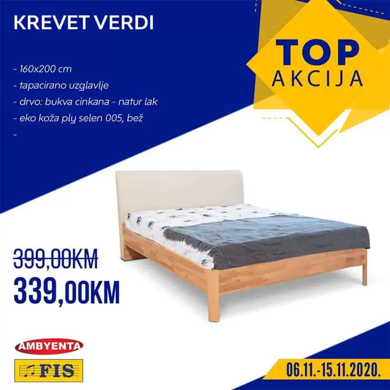 Fis TOP akcija. Fis snizenje.  krevet za spavacu sobu. namjestaj sarajevo. namjestaj vitez, namjestaj tuzla. namjestaj banja luka. namjestaj mostar.  krevet verdi