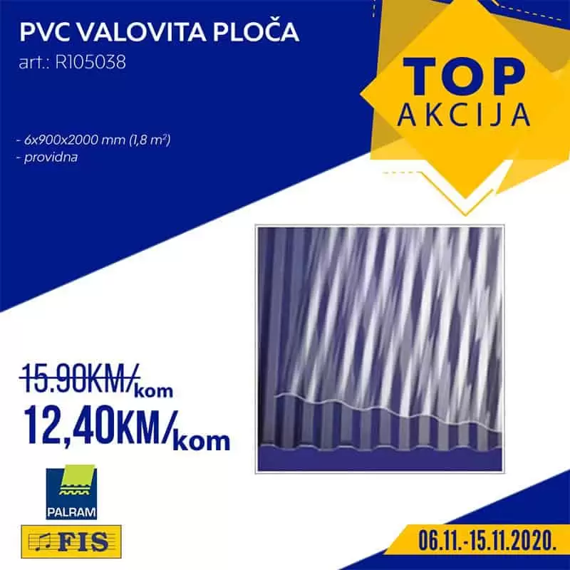 Fis TOP akcija. Fis snizenje.  pvc valovita ploca
