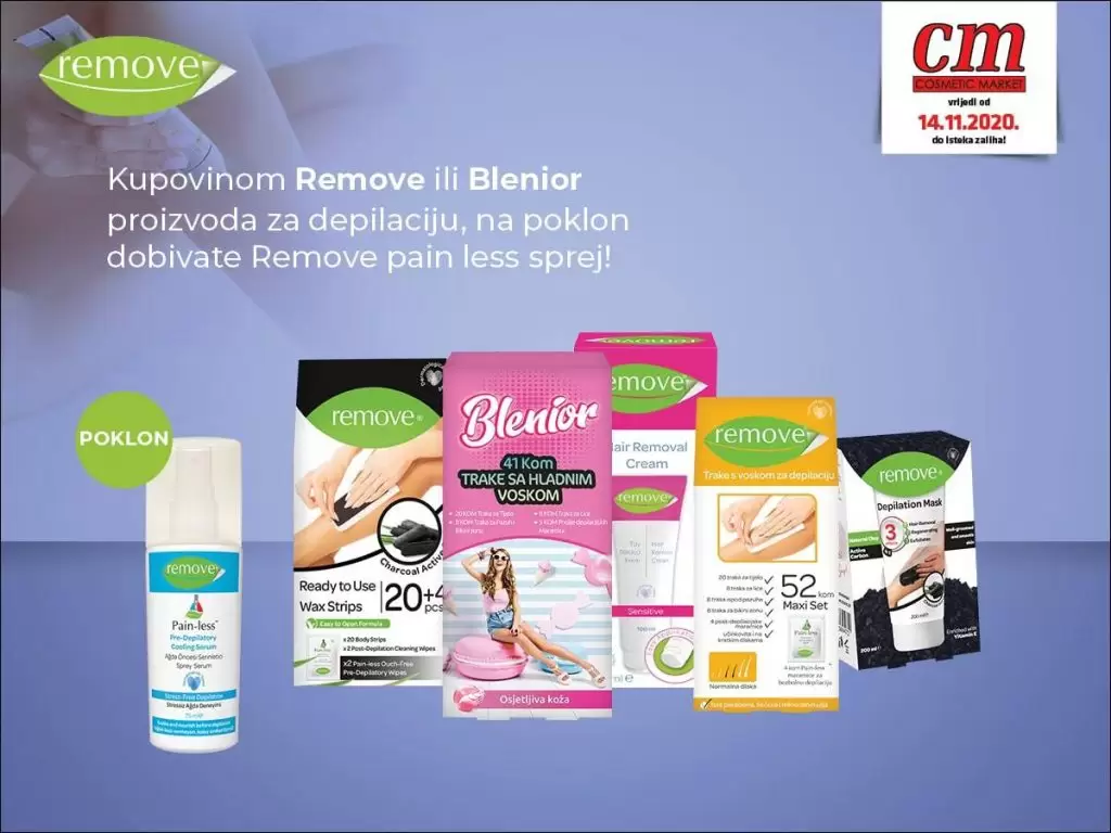 Zbogom, boli! ? Kupovinom Remove ili Blenior proizvoda za depilaciju, na poklon - Remove pain less sprej!