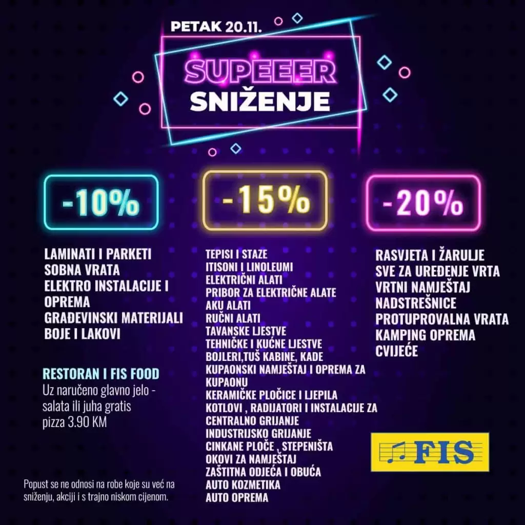 snizenje u fisu. raspodaja.