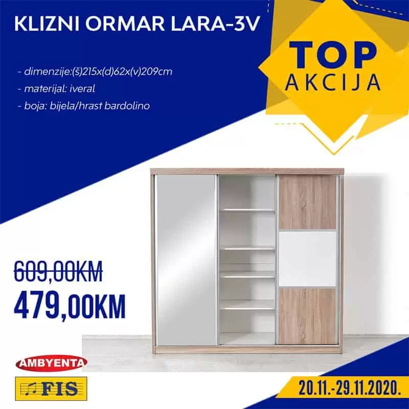 fis top akcija. snizenje. popust. katalog. klizni ormar lara