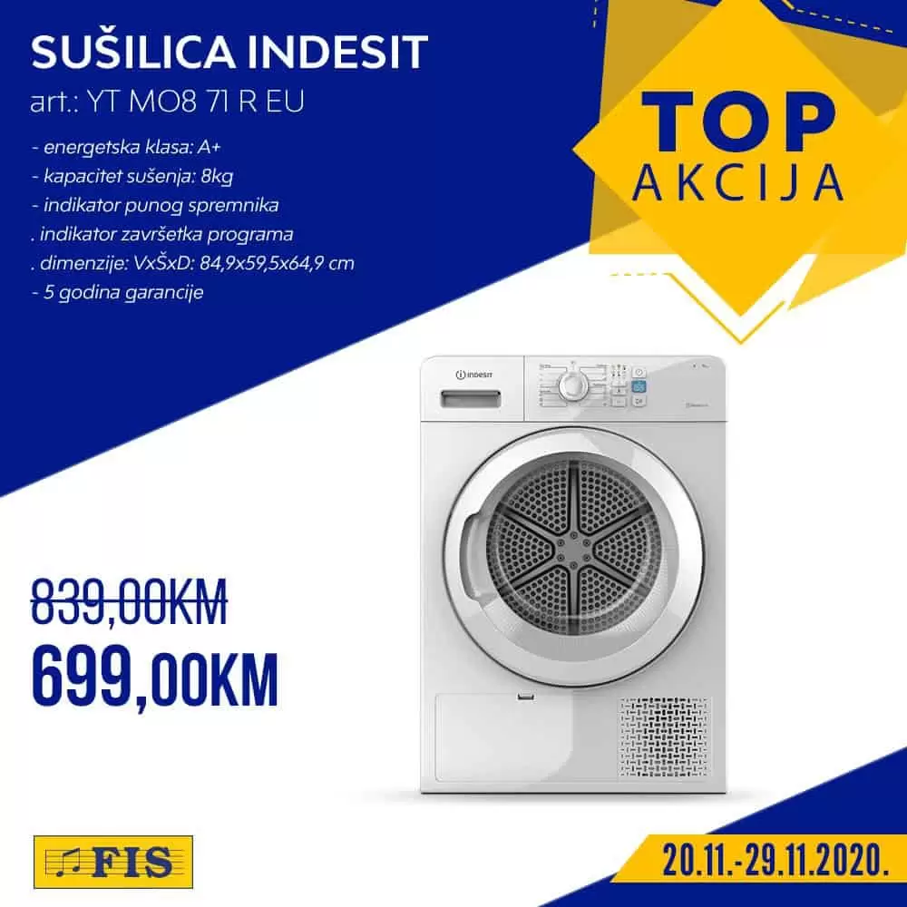 fis top akcija. snizenje. popust. katalog. susilica indesit