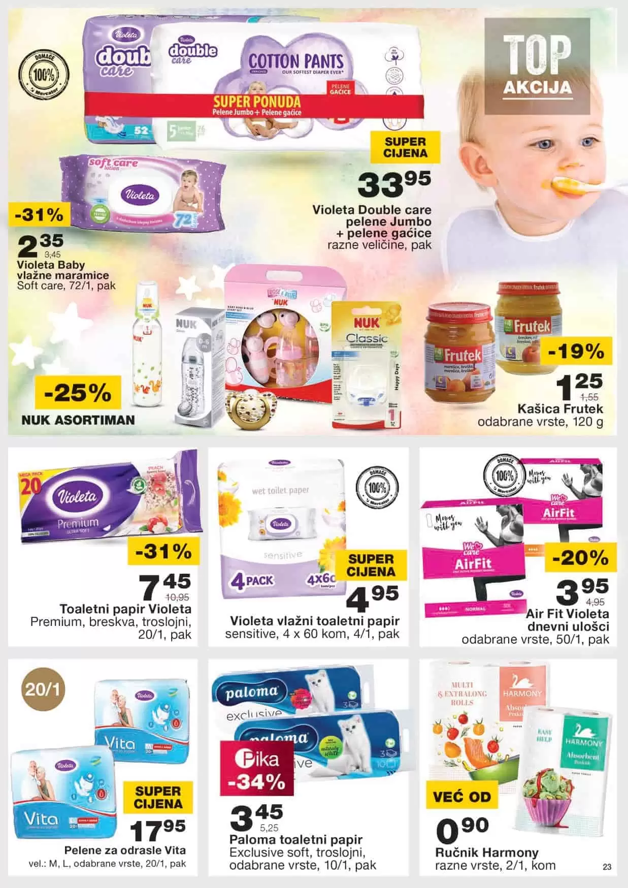 mercator kataloska akcija. mercator snizenje. mercator lozionicka. violeta vlkazne maramice.